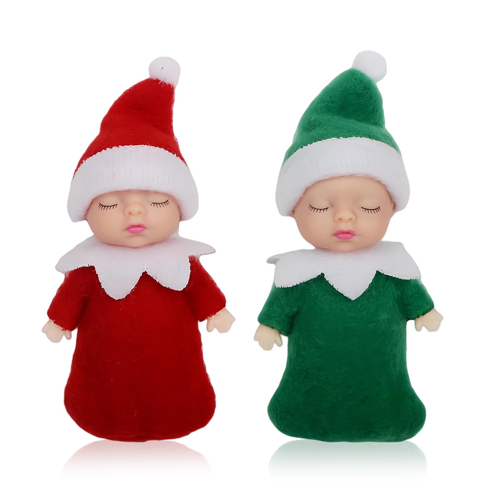 2pcs Christmas Elf Baby Twins Little Christmas Elves Christmas Tradition Mini Elf Baby Doll Christmas Accessory Tiny Elf Dolls for Boys&Girls Xmas Gift Advent Calendar Stocking Stuffers