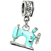 Dangle Blue Sewing Machine Charm Bead