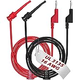 16 Gauge 2pcs/3.3Ft 4MM Banana Plug to Test Hook Clips UL3135, Heavy Duty Silicone Test Leads Set Jumper Wires Kit for Testin