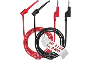 16 Gauge 2pcs/3.3Ft 4MM Banana Plug to Test Hook Clips UL3135, Heavy Duty Silicone Test Leads Set Jumper Wires Kit for Testing - EDGELEC