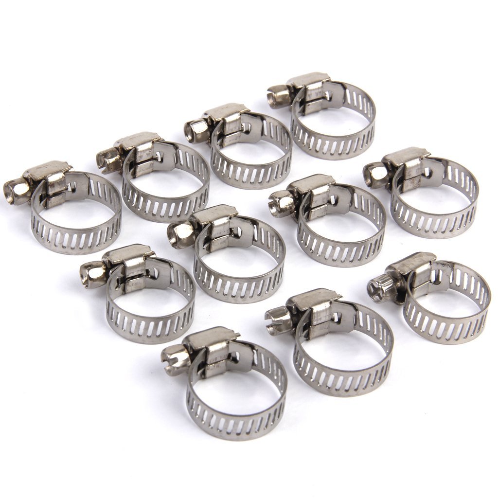 SSKR Stainless Steel Adjustable Gas Pipe Hose Pipe Clamps 10 Pcs Pack
