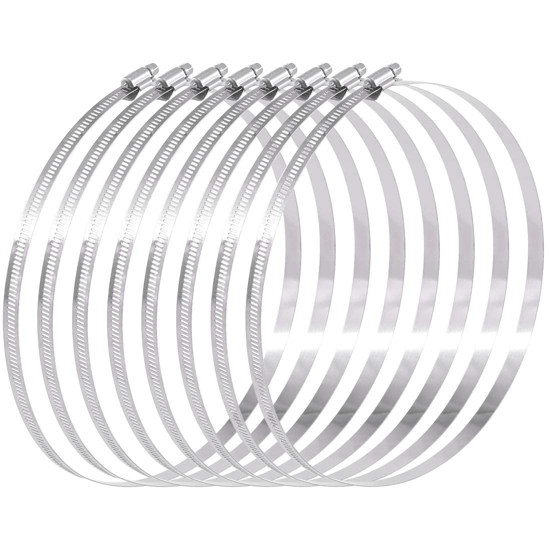 Swpeet 8Pcs 8.4-9.2inch (213-235mm) Hose Clamp, Pipe Clamps, 304 Stainless Steel Adjustable Range Worm Gear Hose Clamp Fuel Line Clamp Perfect for Plumbing, Automotive and Mechanical Applications