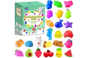Waybla 24pcs Squishies Toys Kawaii Cute Cat Dinosuar Fruit Mochi Squishy Stress Reliever Anxiety Toys, Party Favors for Kids, Goodie Bag Stuffers, Birthday Gifts