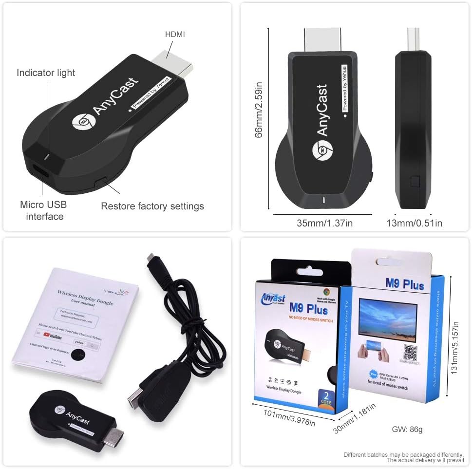 4K&1080P Wireless HDMI Display Adapter,Iphone Ipad Miracast Dongle for TV,Upgraded Toneseas Streaming Receiver,Macbook Laptop Samsung Android Phones,Business Education Thanksgiving Christmas Day Gift