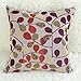 CaliTime Cushion Cover Throw Pillow Case Shell for Couch Sofa Home Decoration Luxury Chenille Cute Leaves Both Sides 18 X 18 Inches Ecru Purple