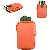 YAJOJO Leather Hand Sanitizer Case For Noshinku 0.67FL. OZ., Portable Mini Zippered Pouch fit for Travel, Cute Fashion Accessory with Snap Hook, Orange Carrot(Bag Only)