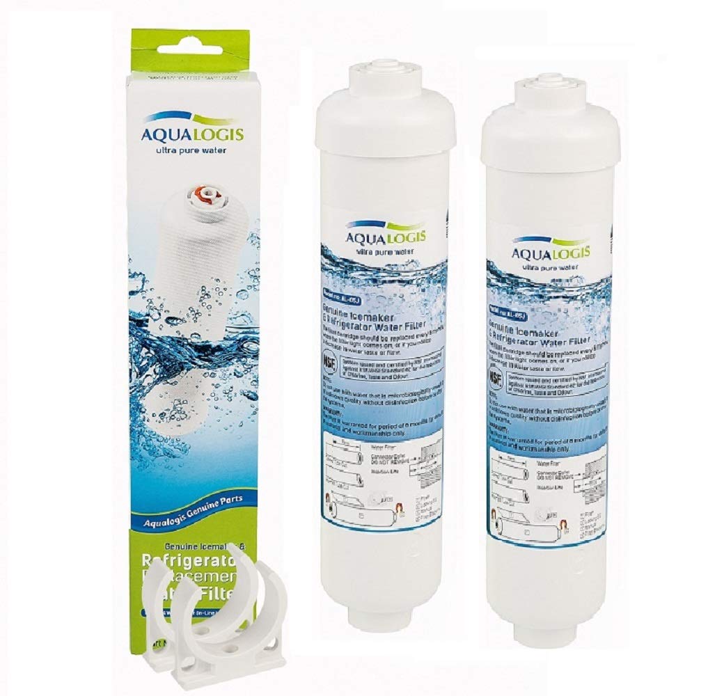 Aqualogis Water Filter for Samsung and All Fridge Freezer Brands with External Filter Cartridge (2 Pack)