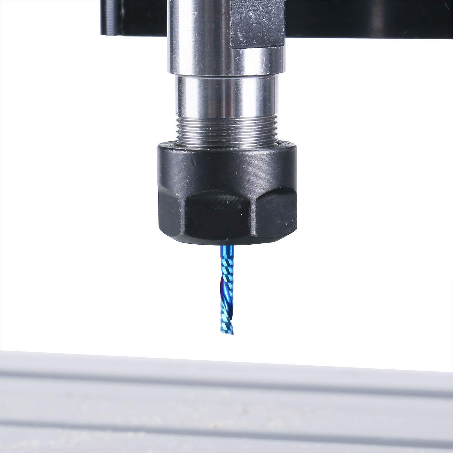 SainSmart Genmitsu 10Pcs Nano Blue Coat Flat Nose End Mill CNC Router Bits, 1/8