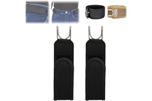 Kysryye Buckleless Belt Hook, Tactical Metal Hook Elastic Belt, Unisex Buckle-Less Invisible Waist Belts for Work & Edc