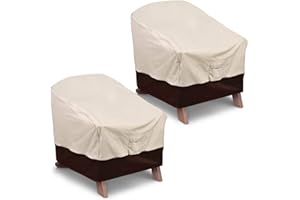 Vailge Patio Adirondack Chair Covers, Heavy Duty Patio Chair Cover, Waterproof Outdoor Lawn Patio Furniture Covers (Standard - 2 Pack, Beige & Brown)