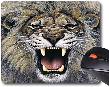 AOFFLY Harro Maass - Lion Animal Beast Roar Fangs Ferocious Lifelike - Non-Slip Rubber Mousepad Gaming Mouse Pad