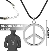 iZoeL Hippie Costume Set Men Women 60s 70s 80s Retro Peace Necklace Wig Headband view 7