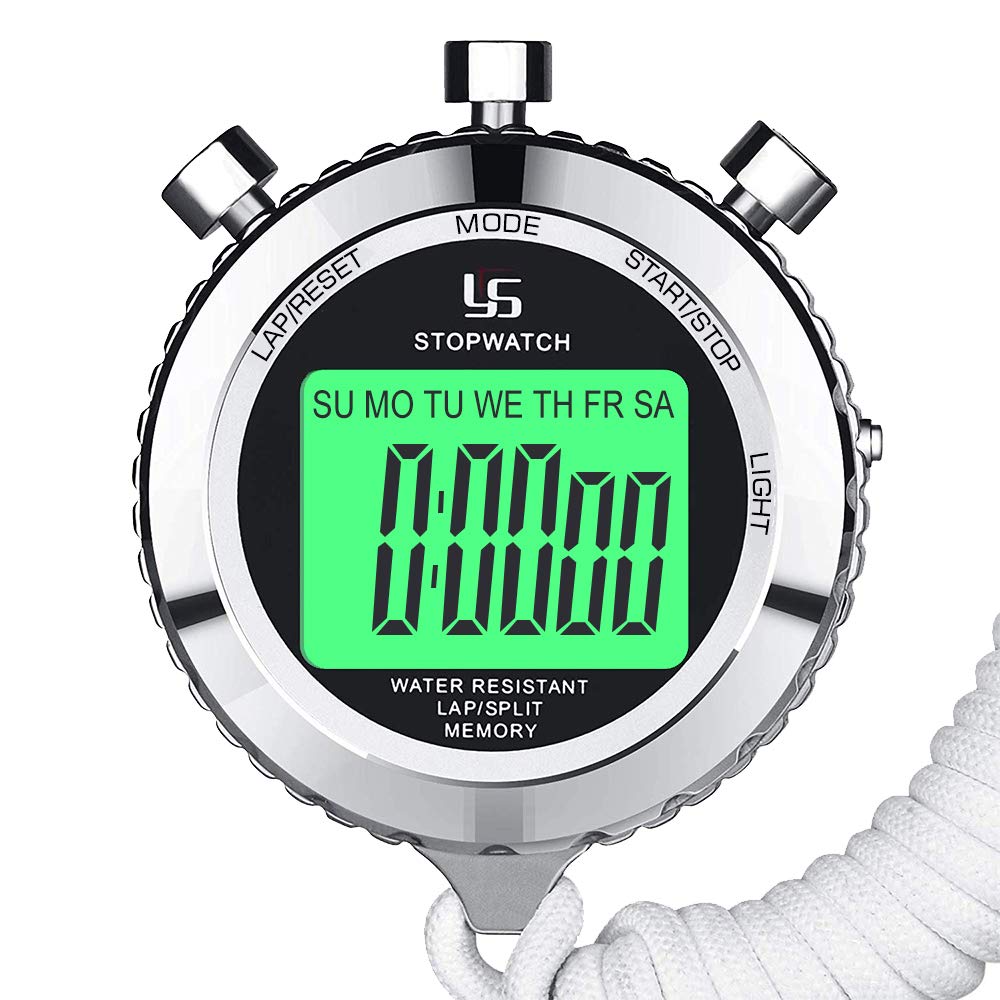 LAOPAO Stopwatch, 1/100 seconds Precision 2 Memories Daily Waterproof with Light function&Mute Mode for Outdoor Sports Running
