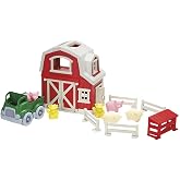 Green Toys Farm Playset - 13 Piece Pretend Play, Motor Skills, Language &amp; Communication Kids Role Play Toy. No BPA, phthalates, PVC. Dishwasher Safe, Recycled Plastic, Made in USA, Red
