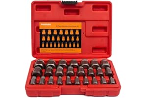 PANOVOS 25Pcs Screw Bolt Nuts Extractor Set, Hex Head Multi-Spline Remover Bolt Extractor Set, Rounded Bolt Remover For Broken Studs, Bolts, Hexagon Sockets Screws and Fittings