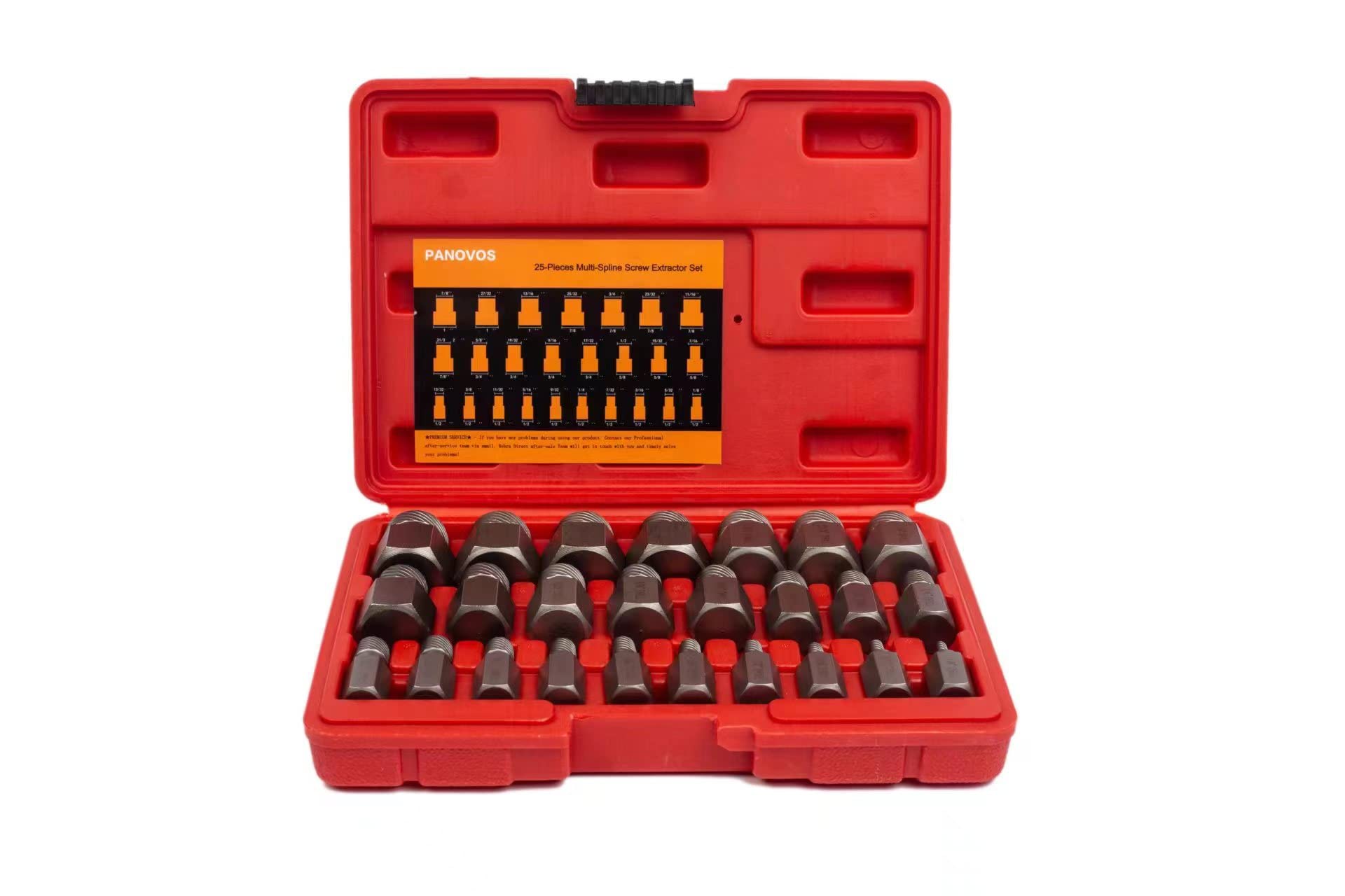PANOVOS 25Pcs Screw Extractor Set, Hex Head Multi-Spline Easy Out Bolt Extractor Set, Premium High Carbon Steel Rounded Bolt Remover