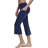 baleaf Women Flare Capri Leggings with Pockets Yoga Pants Bootcut Casual Cotton Work Summer Lounge