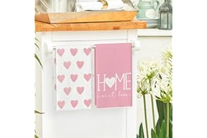 Pink Heart Love Home Sweet Home Valentine's Day Kitchen Towels Dish Towels, 18x26 Inch Anniversary Wedding Decoration Hand To
