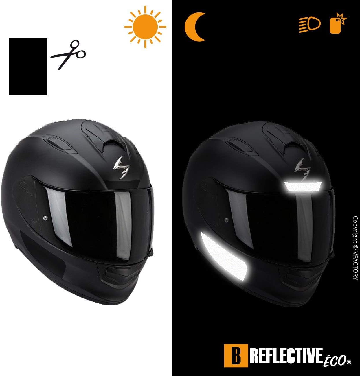 B REFLECTIVE Éco COLORS, (2 Pack) 1 retro reflective sheet to cut out, Night high visibility safety - Image 4