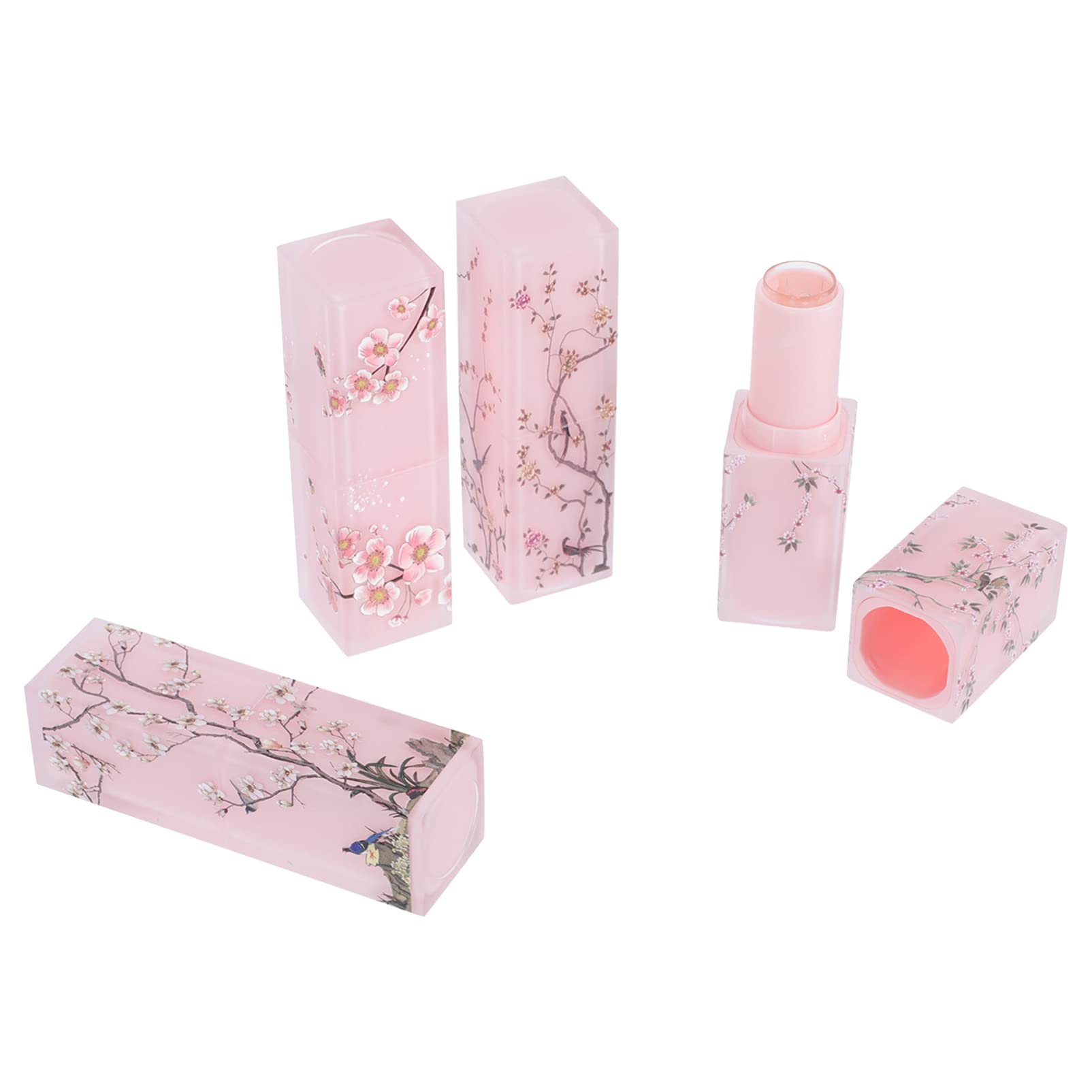 minkissy 4pcs Lipsticks Square Tube DIY Empty Lipstick Bottle Empty Lipstick Containers Chinese Style Empty Lipstick Tube Refillable Lipstick Case for Makeup Accessories Pink, 8x2.2cm