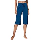 LazyCozy Capri Pajama Pants for Women - Viscose Made from Bamboo, Soft Lounge Pants Pj Bottoms Lightweight Sleepwear