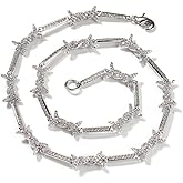925 Sterling Silver Barbed Wire Necklace Bracelet For Women And Men - Barbwire Little Thorns Chain Choker Jewelry Gifts Barb Wine Necklace Little Thorns Chain Choker Bracelet For Men And Women