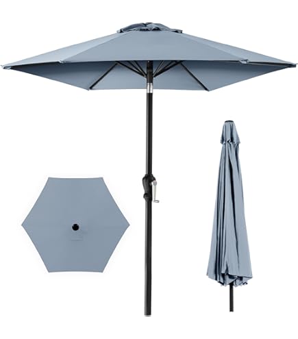 Best Choice Products 7.5ft Heavy-Duty Round Outdoor Market Table Patio Umbrella w/Steel Pole, Push Button Tilt, Easy Crank Lift