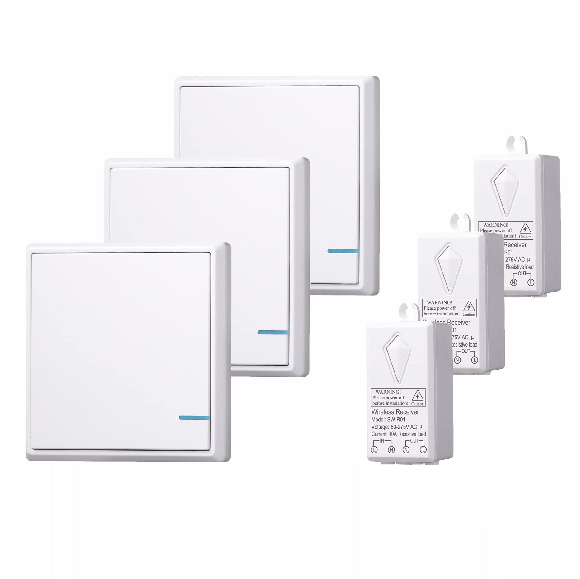 Lancoon Romote Control Light Switch Kit, Wireless No WiFi No Wiring Required Quick Create Relocate for Home Office Hotel Lights Lamps LEDs Bulbs Fans Appliance(3 Switches and 3 Receivers)
