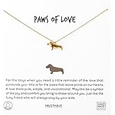 MUSTHAVE 18K Gold Plated Dog Pendant Necklace, Message Card, Dachshund, Dogmom, Dogperson, Necklace for Women, Simple, Dainty, Anchor Chain, 16+2 inch Extender (White Gold)