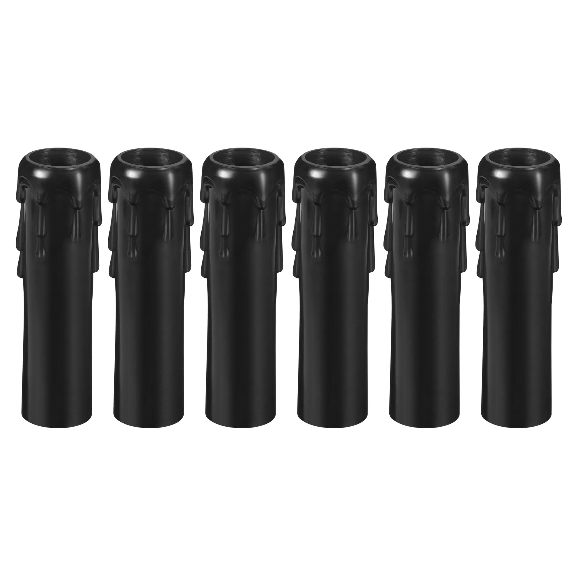 PATIKIL 25x100mm Candle Socket Covers, 6 Pack Plastic Sleeves Candelabra Base Accessories for E14 Chandelier, Black
