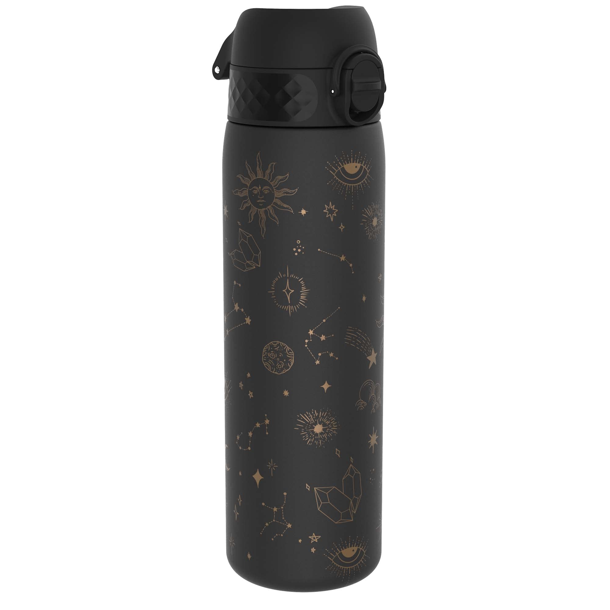 Ion8 Water Bottle, 500 ml/18 oz, Leak Proof, Easy to Open, Secure Lock, Dishwasher Safe, BPA Free, Hygienic Flip Cover, Carry Handle, Easy Clean, Odour Free, Carbon Neutral, Space Universe