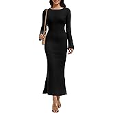 Simlakey Women Maxi Sweater Dresses Bodycon Long Ribbed Knit Dress Crew Neck Long Sleeves Slim 2025 Trendy Winter Outfit