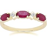 Gemondo USA 14K Yellow Gold Gold Oval Ruby & Diamond Classic Eternity Ring