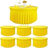Outpain 6 Pack Spandex Yellow Round Tablecloths for