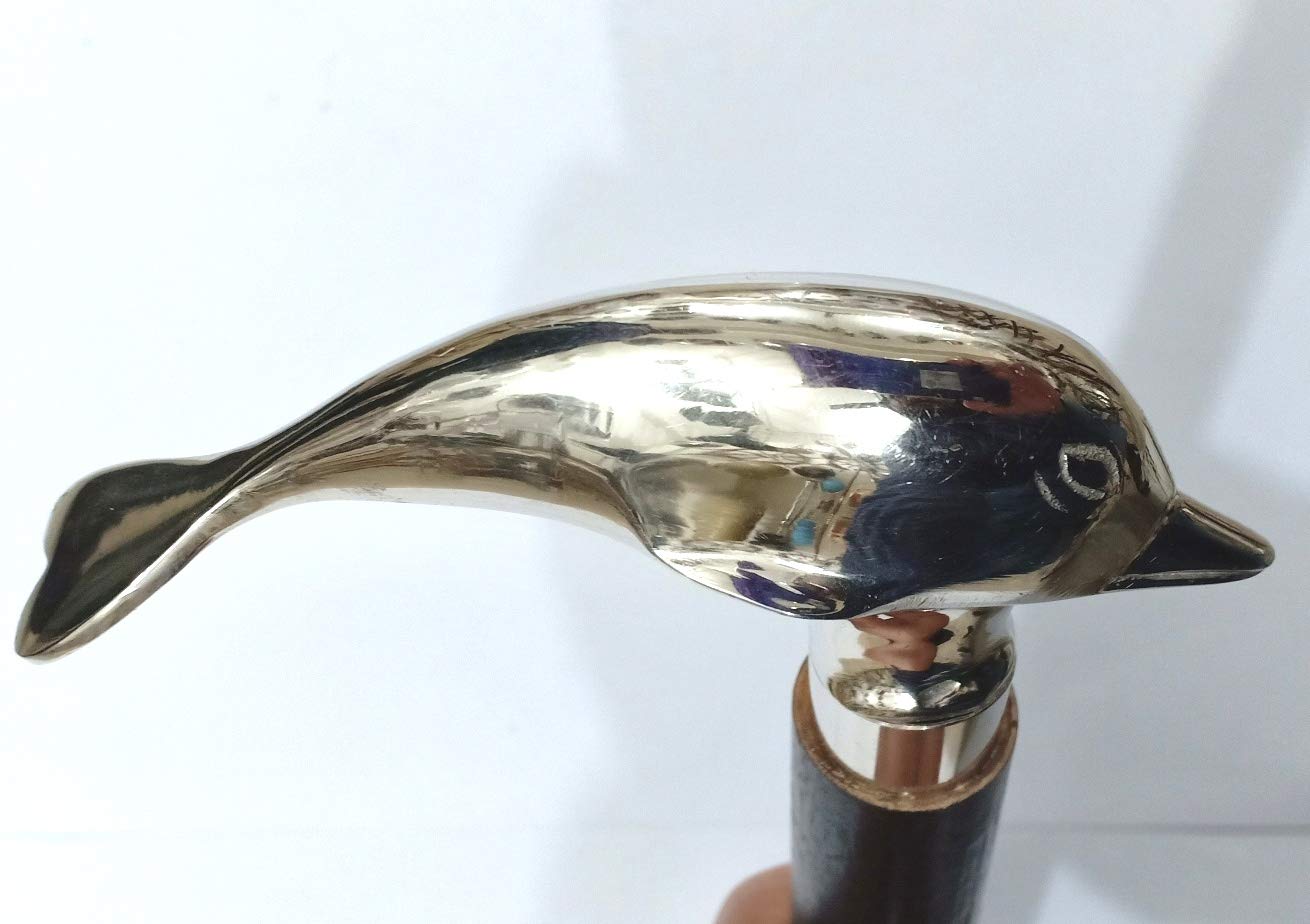 Nautical Dolphin Fish Handle Walking Stick Vintage Marine Maritime