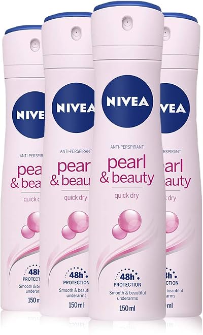 NIVEA Pearl & Beauty Anti-Perspirant Deodorant for Women 4x150ml 48hr Spray