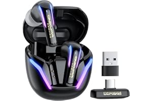 ONIKUMA GAMING 2.4G Wireless Gaming Earbuds with ENC Mic, 20ms Low-Latency for PS5/4, Meta Quest 3/3S/2, 2.4GHz Bluetooth Dual-Mode Headphones for Phone, Pad, Laptop, Steam Deck, Switch, PC, VR(with USB-C Dongle)
