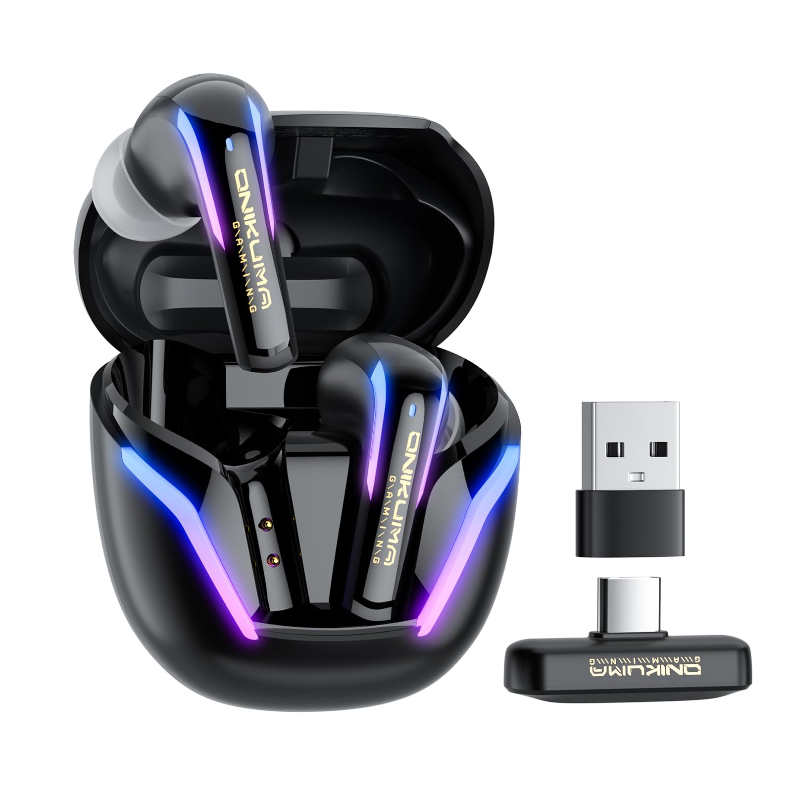 Photo 1 of 2.4G Wireless Gaming Earbuds with ENC Mic, 20ms Low-Latency for PS5/4, Meta Quest 3/3S/2, 2.4GHz Bluetooth Dual-Mode Headphones for Phone, Pad, Laptop, Steam Deck, Switch, PC, VR(with USB-C Dongle)