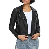 Fahsyee Women's Faux Leather Jackets, Zip Up Motorcycle Short PU Moto Biker Outwear Fitted Slim Coat