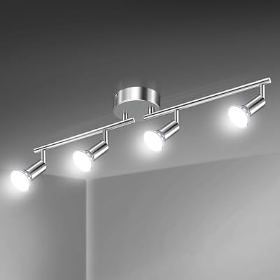 Defurhome Rotatable LED Ceiling Light 4 Way Adjustable with 4 GU10 Bulbs White