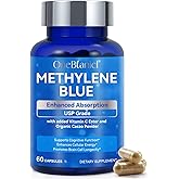 Methylene Blue Pharmaceutical Grade, Methylene Blue Capsules (60 Capsules) with Vitamin C + Cacao Powder for Enhanced Absorption & Antioxidant, Support Memory, Focus, Clarity, Cognitive, Energy