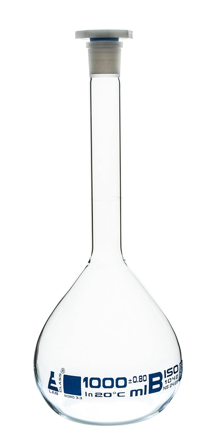 Labglass By Eisco Volumetric Flask 1000 Ml Class B With Polypropylene Stopper Socket Size 24 29 Made Of Borosilicate Glass 3 3 Pack Of 2 Amazon In Industrial Scientific Labglass By Eisco Volumetric Flask 1000 Ml Class B With Polypropylene Stopper Socket Size 24 29 Made Of Borosilicate Glass 3 3 Pack Of 2 Amazon In Industrial Scientific