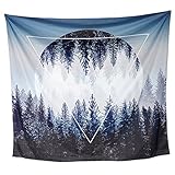 TENALY Tapestry Wall Hanging, Sunset Forest and Mountains Wall Tapestry with Art Nature Home Decorations for Living Room Bedroom Dorm Decor in 59.1x78.7 Inches