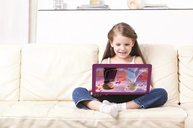 Disney Frozen 2 - Portátil educativo e bilingue francês/inglês - Brinquedo para raparigas com 124 atividades de aprendizagem, jogos e música com a Elsa e a Anna - Azul/Roxo, JC598FZi1