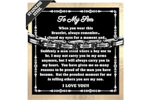 Printed Art Therapy To My Son Bracelet From Mom, Dad, Forever Linked Bracelet, Graduation Gift For Son, Adult Men Gift Ideas for Wedding, Birthday, Christmas, Father's Day