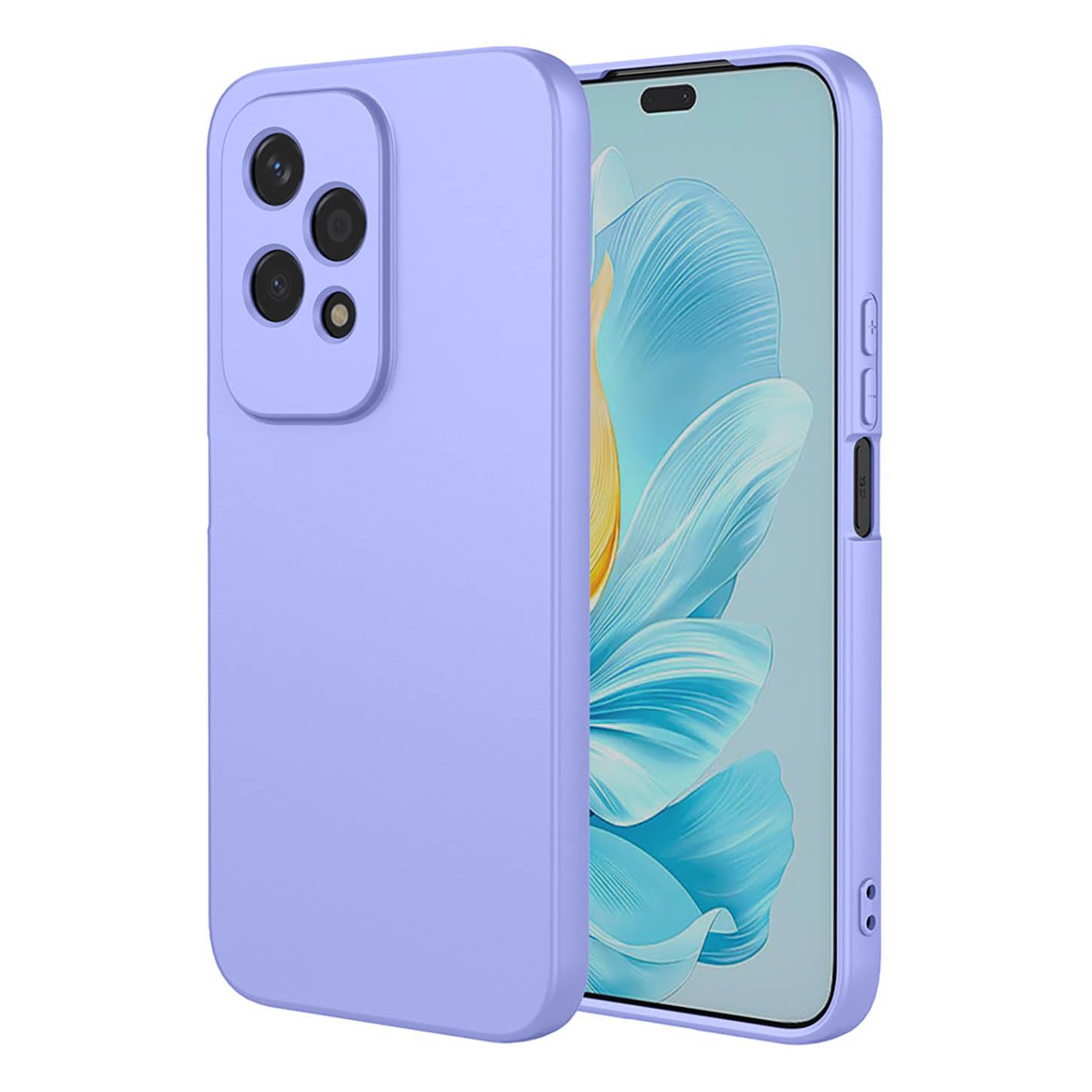 ILING Case for Honor 200 Lite 5G, Simple Solid Color Back Soft Liquid Silicone Frosted TPU Bumper Shockproof Protective Ultra-thin Phone Case Cover (Purple)