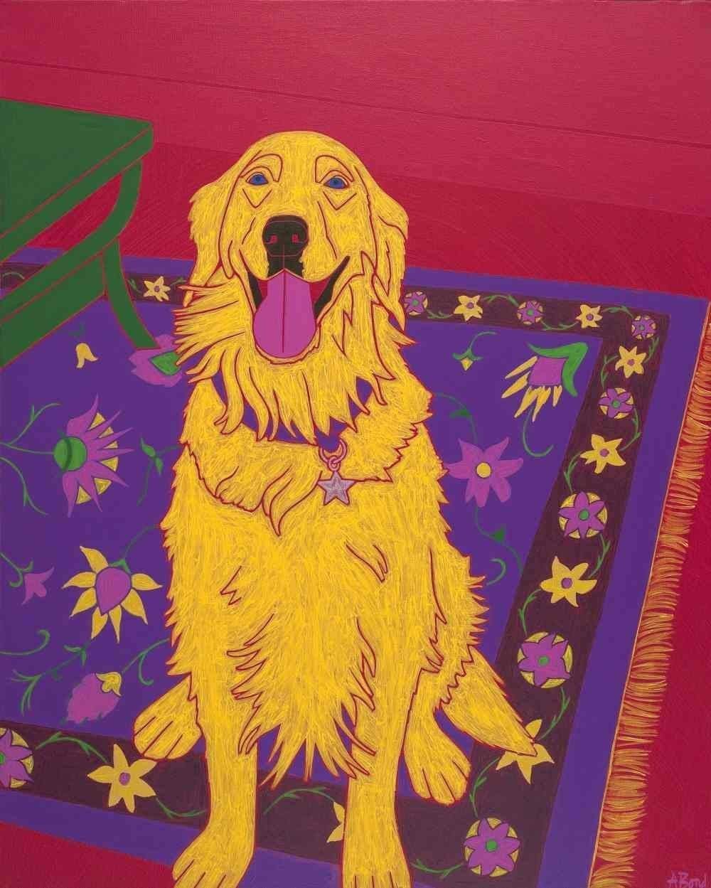 Amazon.com: Happy Golden on Rug Retriever Art Print - Matisse ...