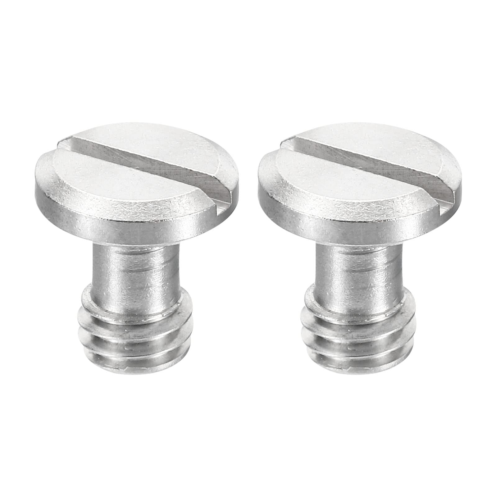 PATIKIL 3/8"-16 Thread 17.5mm Length Camera Quick Release Screw Tripod Screw, 2 Pack Stainless Steel Flat Slot Screws for DSLR Camera Rig Accessories, Silver