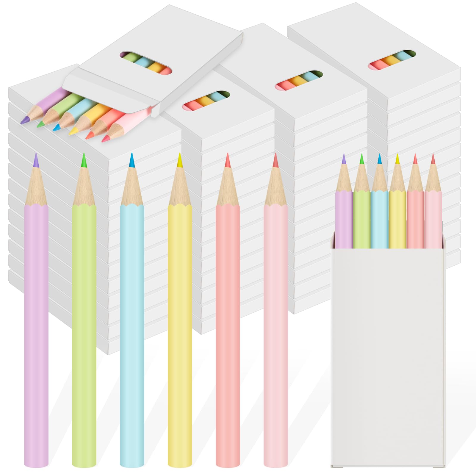 Ctosree 100 Packs Mini Pastel Colored Pencils Bulk 3.5'' Coloring Drawing Pencil in Boxes Easter Basket Essentials Gifts for Kids Adult Classroom 100th Day of School Painting Party Favor, 6 Per Pack
