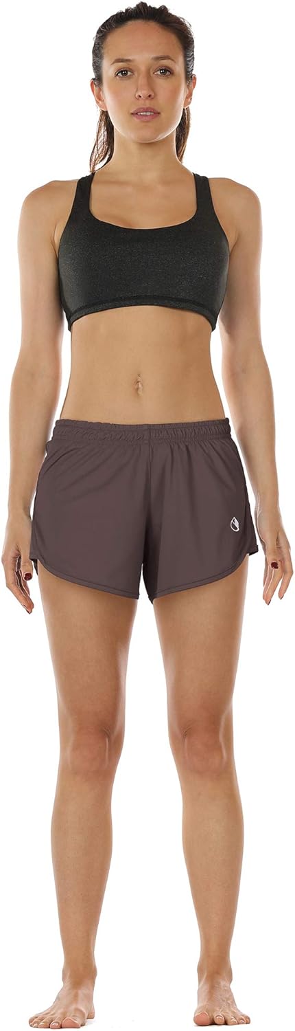 icyzone Workout Shorts Built-in Brief - Women's Gym Exercise Athletic Running Yoga Shorts: Clothing